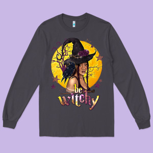 Be Witchy Black Witch Long Sleeve Tee Designed By Texasbilliewilder