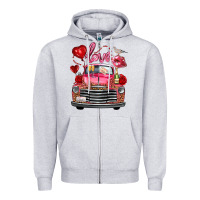 Heather Grey valentine's day truck love bird letter Zipper Hoodie - FaDigitalArtStudio