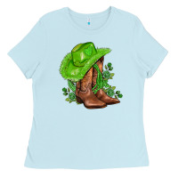Baby Blue green  cowgirl and roses Ladies Tee - AdoDesignShop