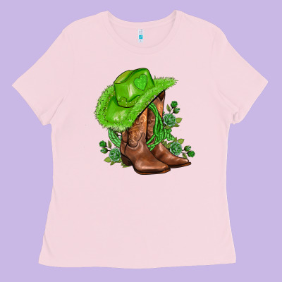 Green  Cowgirl And Roses Ladies Tee Designed By Adodesignshop