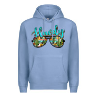 Colony Blue western howdy police sunglasses Premium Hoodie - NancyCooperArtShop