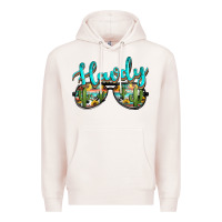 Pale Pink western howdy police sunglasses Premium Hoodie - NancyCooperArtShop