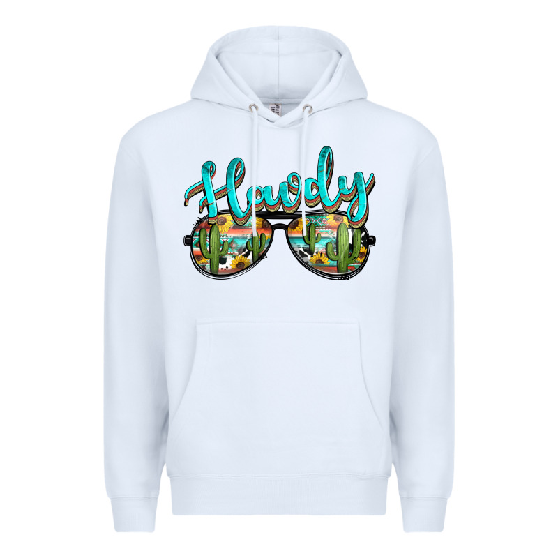 Western Howdy Police Sunglasses Premium Hoodie by NancyCooperArtShop | Teevron