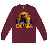 Burgundy Black Cat Crossing Long Sleeve Tee - texasbilliewilder
