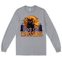 Heather Grey Black Cat Crossing Long Sleeve Tee - texasbilliewilder