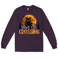 Plum Black Cat Crossing Long Sleeve Tee - texasbilliewilder