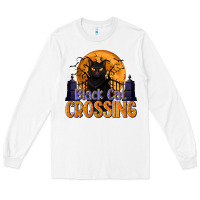 White Black Cat Crossing Long Sleeve Tee - texasbilliewilder