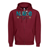 Burgundy Nurse life Zipper Hoodie - CowhideDigitalArt