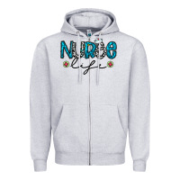 Heather Grey Nurse life Zipper Hoodie - CowhideDigitalArt