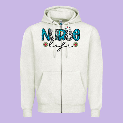 Nurse Life Zipper Hoodie Designed By Cowhidedigitalart