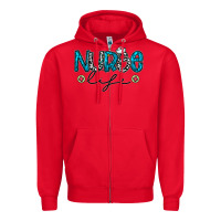 Red Nurse life Zipper Hoodie - CowhideDigitalArt
