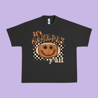 It's Game Day Y'all Football Smiley Face Urban Heavy Tee Designed By Barkaloodesign