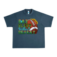 Midnight Navy eat sleep football repeat Urban Heavy Tee - texasbilliewilder