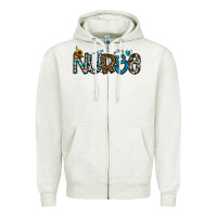 Oatmeal Heather nurse Zipper Hoodie - CowhideDigitalArt