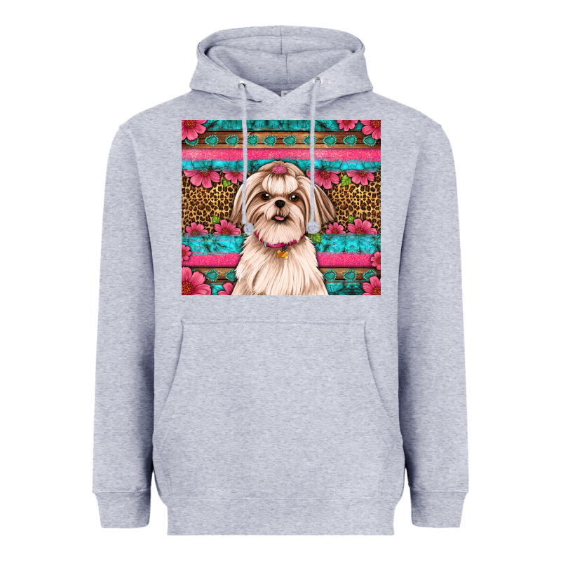 Shih Tzu Floral Tumbler Heavyweight Hoodie by Artiststas | Teevron