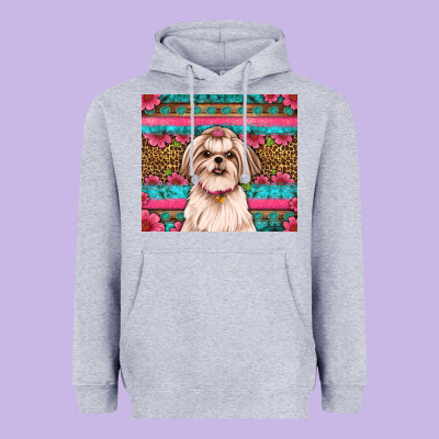 Shih Tzu Floral Tumbler Heavyweight Hoodie Designed By Artiststas