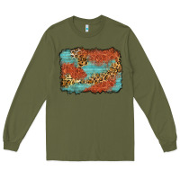 Army Green western leopard tooled leather background Long Sleeve Tee - Zillion Design Studio
