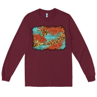 Burgundy western leopard tooled leather background Long Sleeve Tee - Zillion Design Studio