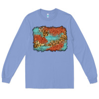 Colony Blue western leopard tooled leather background Long Sleeve Tee - Zillion Design Studio