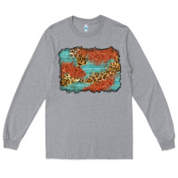 Heather Grey western leopard tooled leather background Long Sleeve Tee - Zillion Design Studio