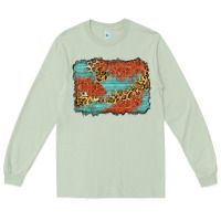 Matcha western leopard tooled leather background Long Sleeve Tee - Zillion Design Studio