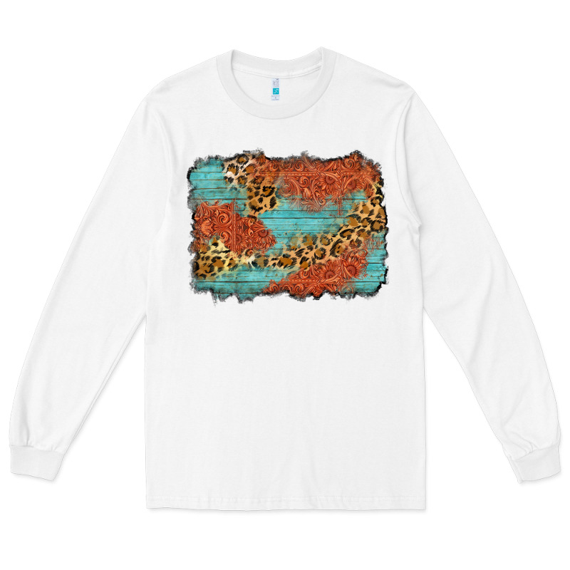 Western Leopard Tooled Leather Background Long Sleeve Tee by Zillion Design Studio | Teevron