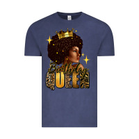 Vintage Denim Birthday queen afro girl Vintage Tee - RanaPortraitStore