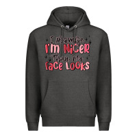 Charcoal Heather i promise i'm nicer than my face looks Premium Hoodie - MaliasSmallBusiness