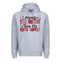 Heather Grey i promise i'm nicer than my face looks Premium Hoodie - MaliasSmallBusiness