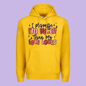 I Promise I'm Nicer Than My Face Looks Premium Hoodie Designed By Maliassmallbusiness