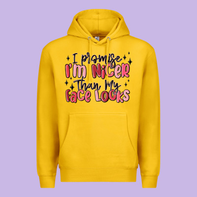 I Promise I'm Nicer Than My Face Looks Premium Hoodie Designed By Maliassmallbusiness