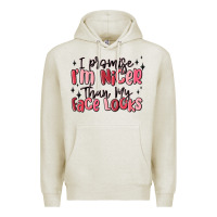 Oatmeal Heather i promise i'm nicer than my face looks Premium Hoodie - MaliasSmallBusiness