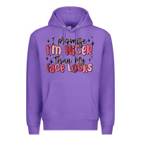 Purple i promise i'm nicer than my face looks Premium Hoodie - MaliasSmallBusiness