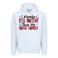 White i promise i'm nicer than my face looks Premium Hoodie - MaliasSmallBusiness