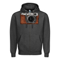 Charcoal Heather vintage camera Zipper Hoodie - FaDigitalArtStudio