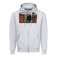 Heather Grey vintage camera Zipper Hoodie - FaDigitalArtStudio