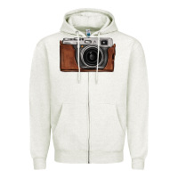 Oatmeal Heather vintage camera Zipper Hoodie - FaDigitalArtStudio