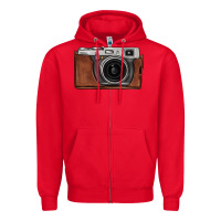 Red vintage camera Zipper Hoodie - FaDigitalArtStudio