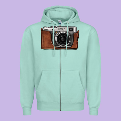 Vintage Camera Zipper Hoodie Designed By Fadigitalartstudio