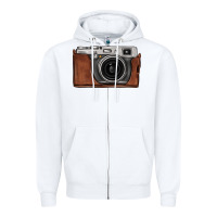 White vintage camera Zipper Hoodie - FaDigitalArtStudio