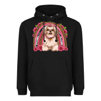 Black shih tzu floral rainbow Heavyweight Hoodie - Artiststas