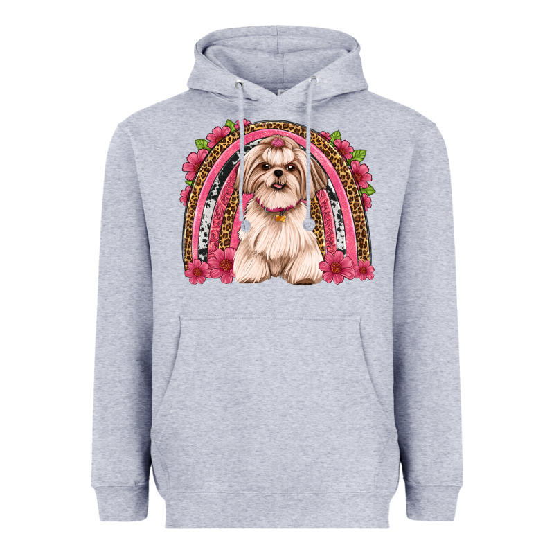 Shih Tzu Floral Rainbow Heavyweight Hoodie by Artiststas | Teevron