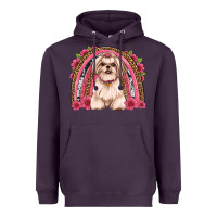 Plum shih tzu floral rainbow Heavyweight Hoodie - Artiststas