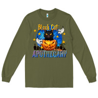 Army Green Black Cat Apothecary Long Sleeve Tee - texasbilliewilder