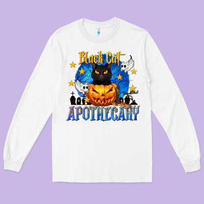 Black Cat Apothecary Long Sleeve Tee Designed By Texasbilliewilder