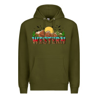 Army Green western Premium Hoodie - NancyCooperArtShop