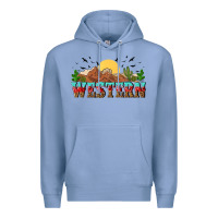 Colony Blue western Premium Hoodie - NancyCooperArtShop