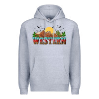 Heather Grey western Premium Hoodie - NancyCooperArtShop