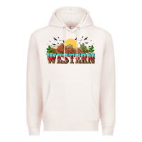 Pale Pink western Premium Hoodie - NancyCooperArtShop