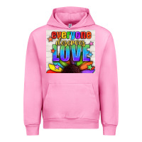 Fuchsia Pink Everyone Deserves Love Pride LGBTQ+ Tumbler Urban Hoodie - BundleAndBundleShop